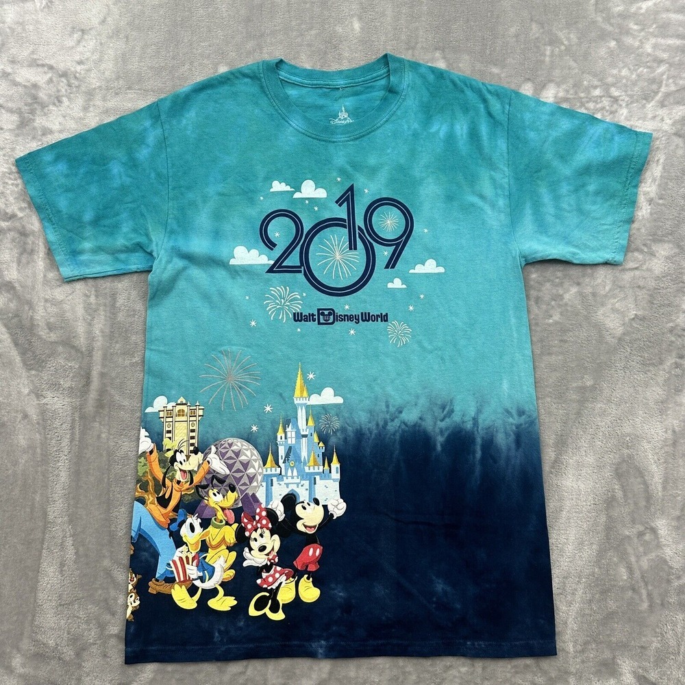 NWT Walt Disney World Shirt Mens Medium 2019 All Over Print Disney Parks Tie Die